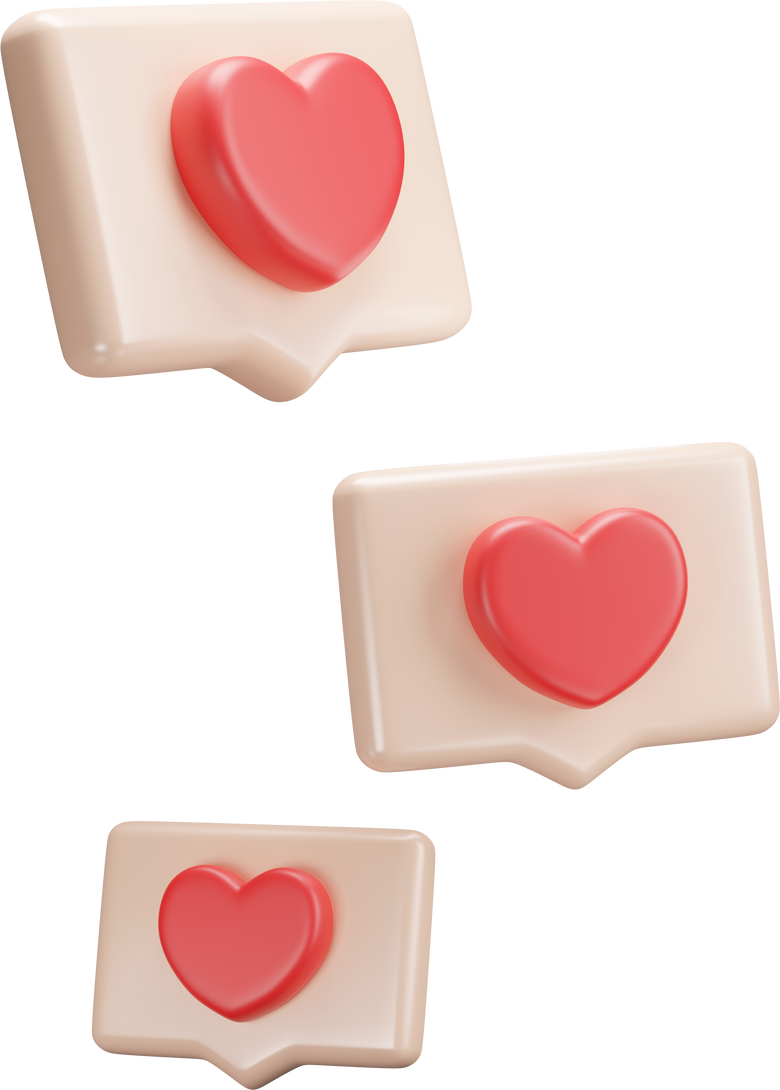 Flying 3D Hearts