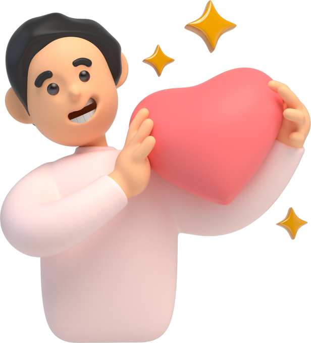 3D Man with Heart